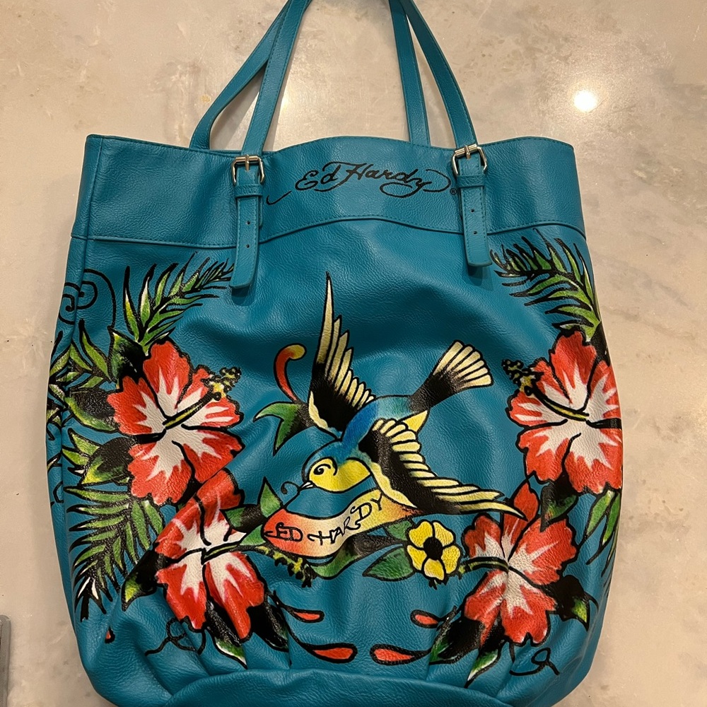 Ed Hardy "Tania" Shoulder Bag Hawaiian Bird Purse Handbag Fantasy